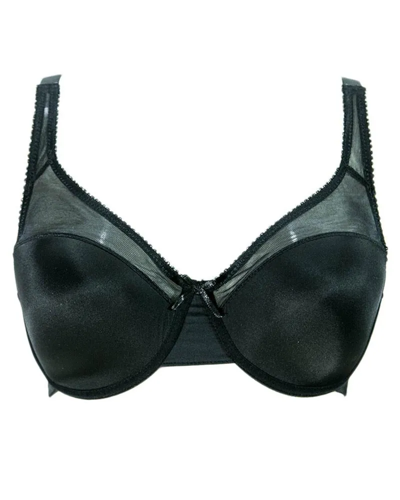 Black Soft Padded With Net Flourish Bra - Single Padded Underwired Bra - FL3012