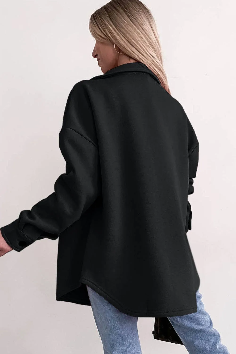 Black Sweatshirt Style Shacket