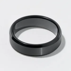 Black Tungsten Flat Wedding Band - Polished 6mm