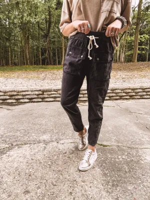 Black Utility Pocket Comfy Bottoms