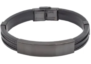 Blackjack Men's Silicone & Black SS ID Bracelet BJB251B