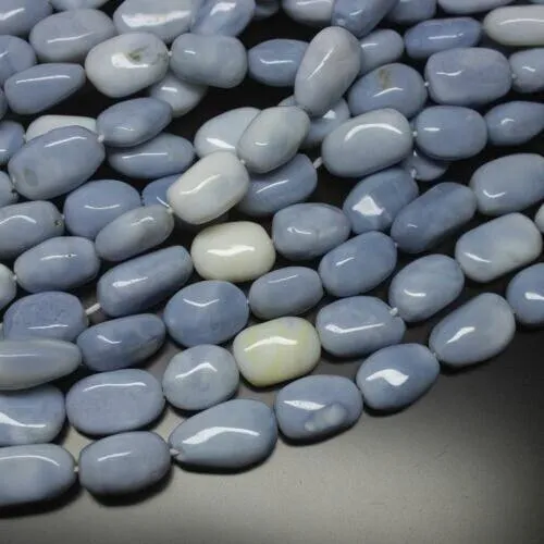 Blue Opal Smooth Tumble Nugget Gemstone Loose Spacer Beads Strand 16" 14mm 15mm