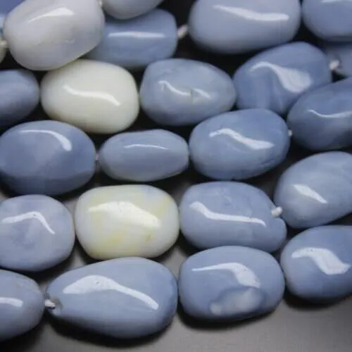 Blue Opal Smooth Tumble Nugget Gemstone Loose Spacer Beads Strand 16" 14mm 15mm