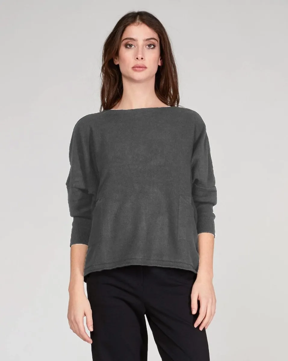 Boat Neck Pocketed Sweater