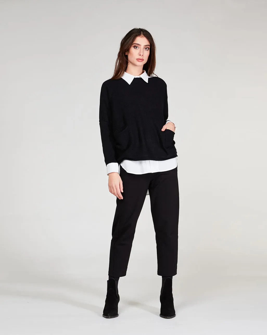 Boat Neck Pocketed Sweater