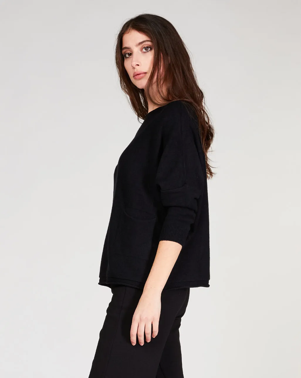 Boat Neck Pocketed Sweater