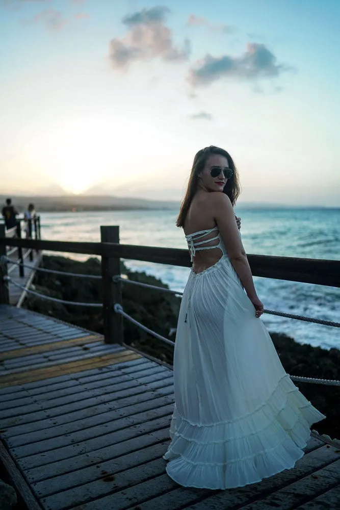 Bohemian Ruffled Maxi Fit and Flare Dress