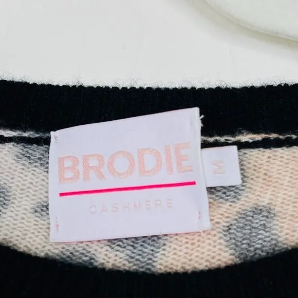 Brodie Womens Cashmere Pullover Sweater Size M Animal Print Thin Knit Rainbow