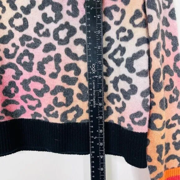 Brodie Womens Cashmere Pullover Sweater Size M Animal Print Thin Knit Rainbow