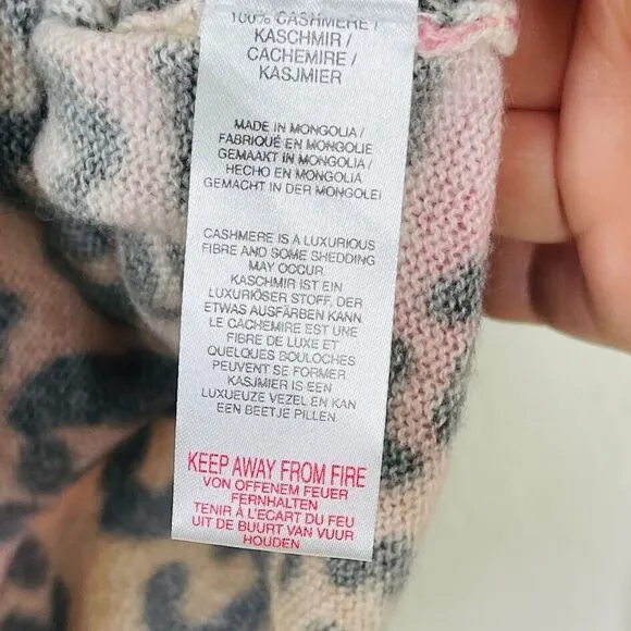 Brodie Womens Cashmere Pullover Sweater Size M Animal Print Thin Knit Rainbow