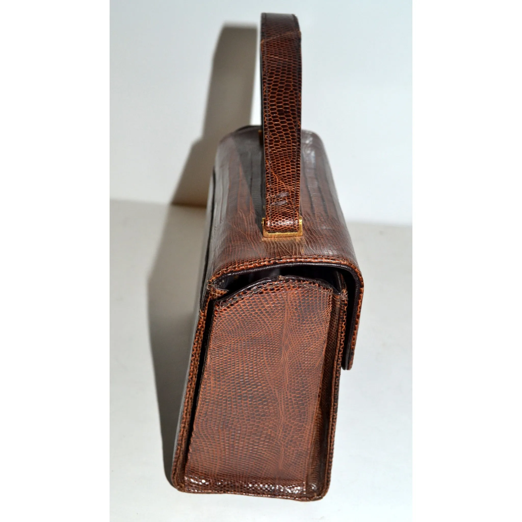 Brown Lizard Boxed Purse By Sterling