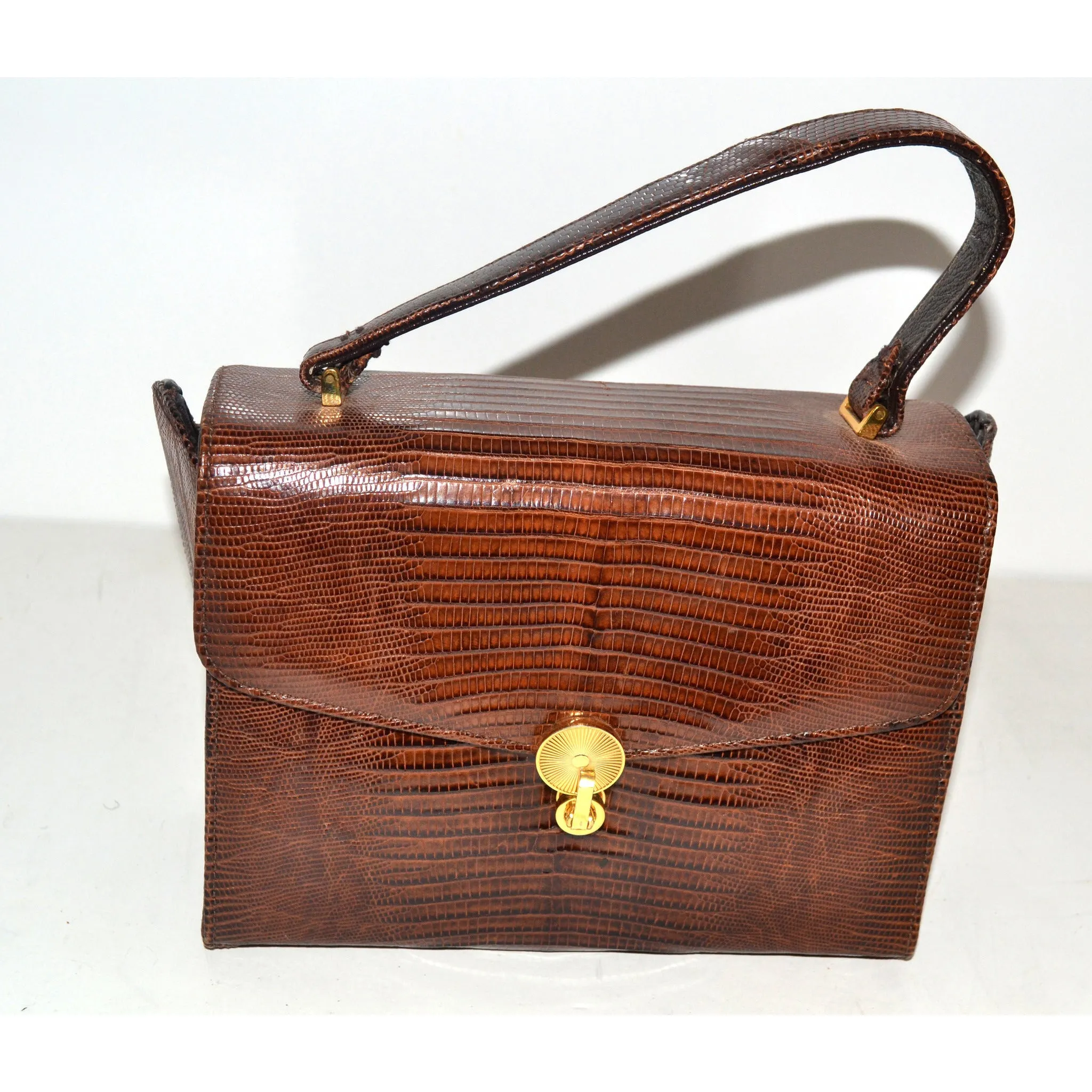 Brown Lizard Boxed Purse By Sterling