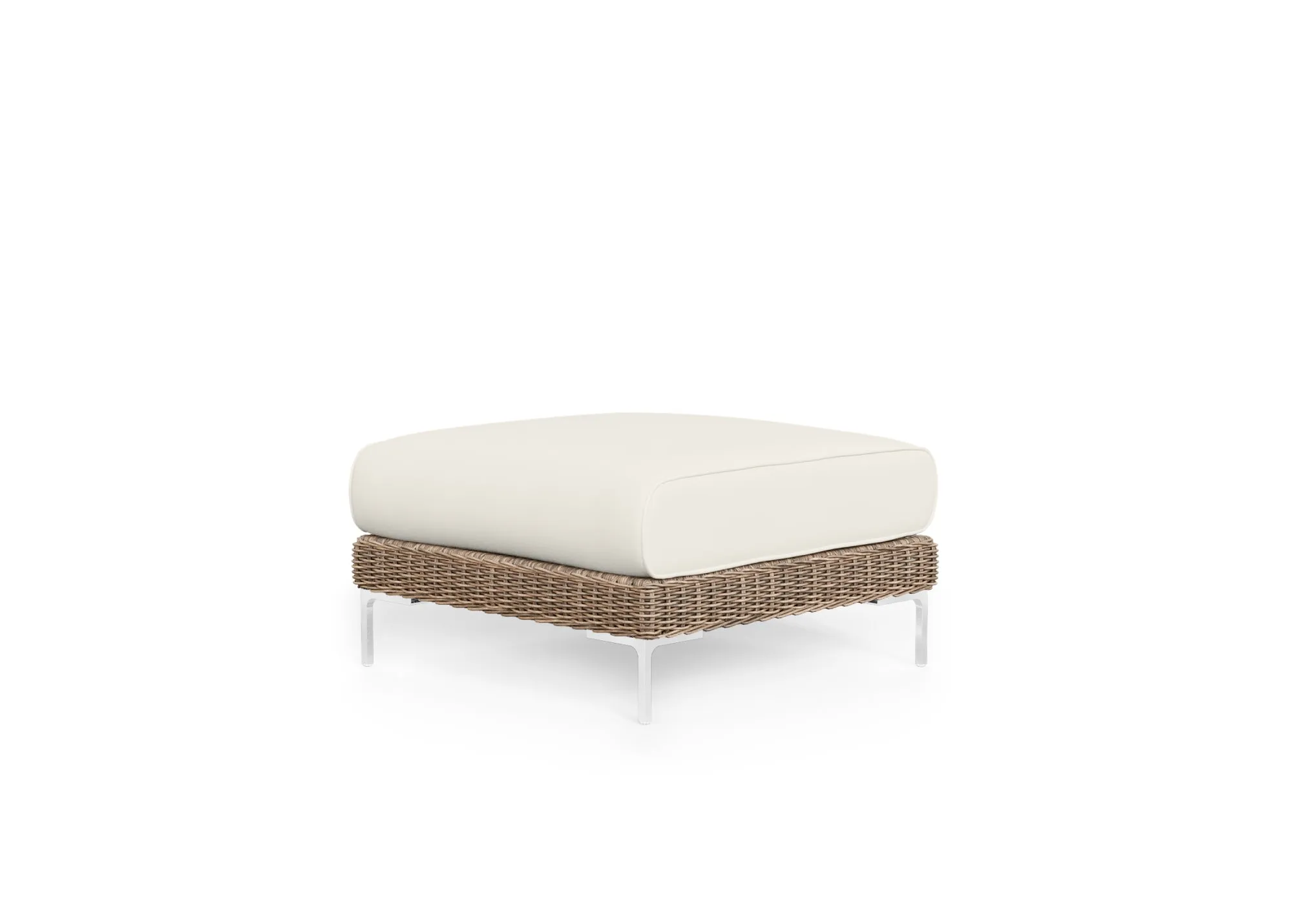 Brown Wicker Outdoor Ottoman