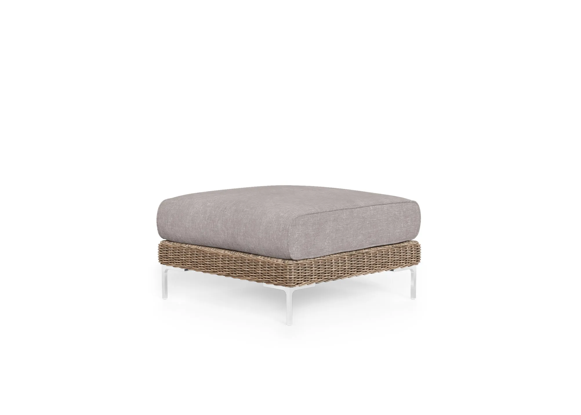 Brown Wicker Outdoor Ottoman