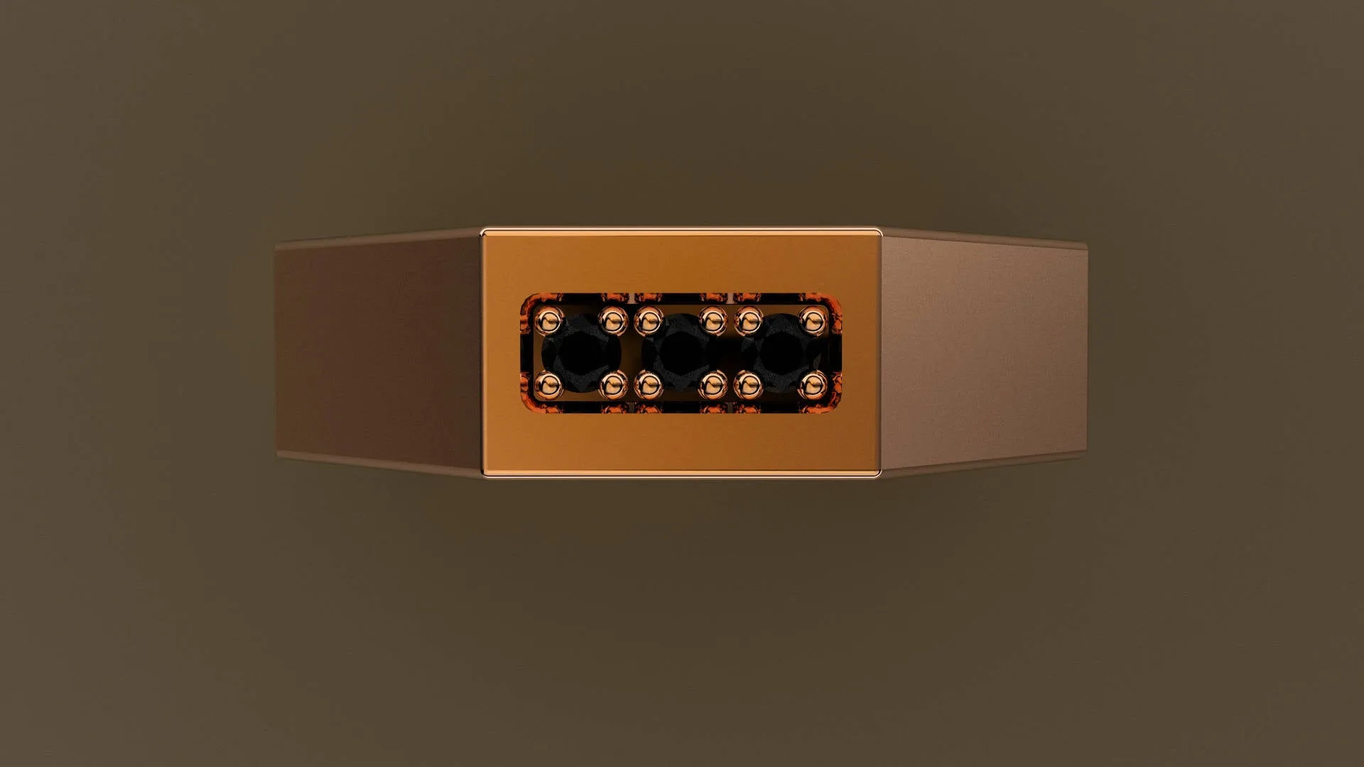 Brushed Rose Gold Black Diamond 6mm Octagon Wedding Band