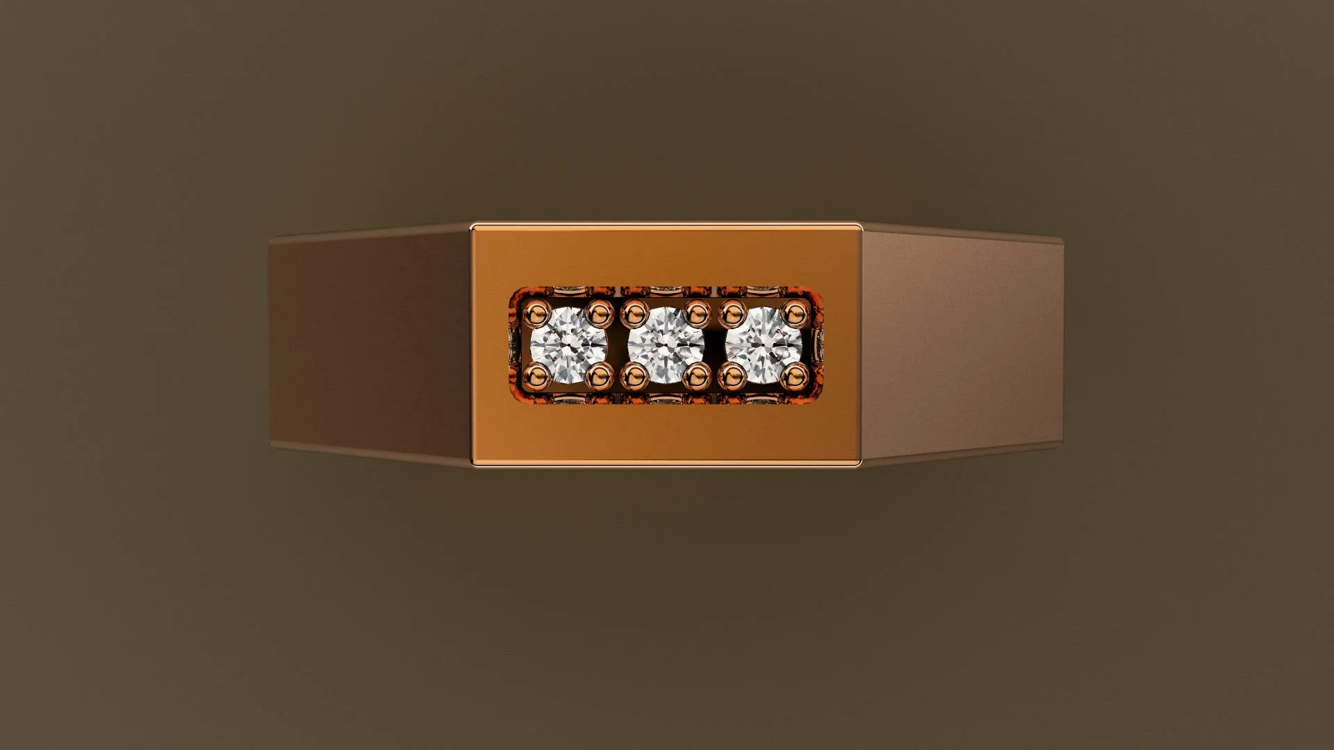 Brushed Rose Gold Diamond 6mm Octagon Wedding Band
