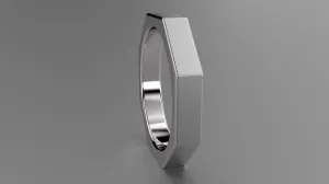 Brushed Sterling Silver 4mm Octagon Bolt Wedding Band