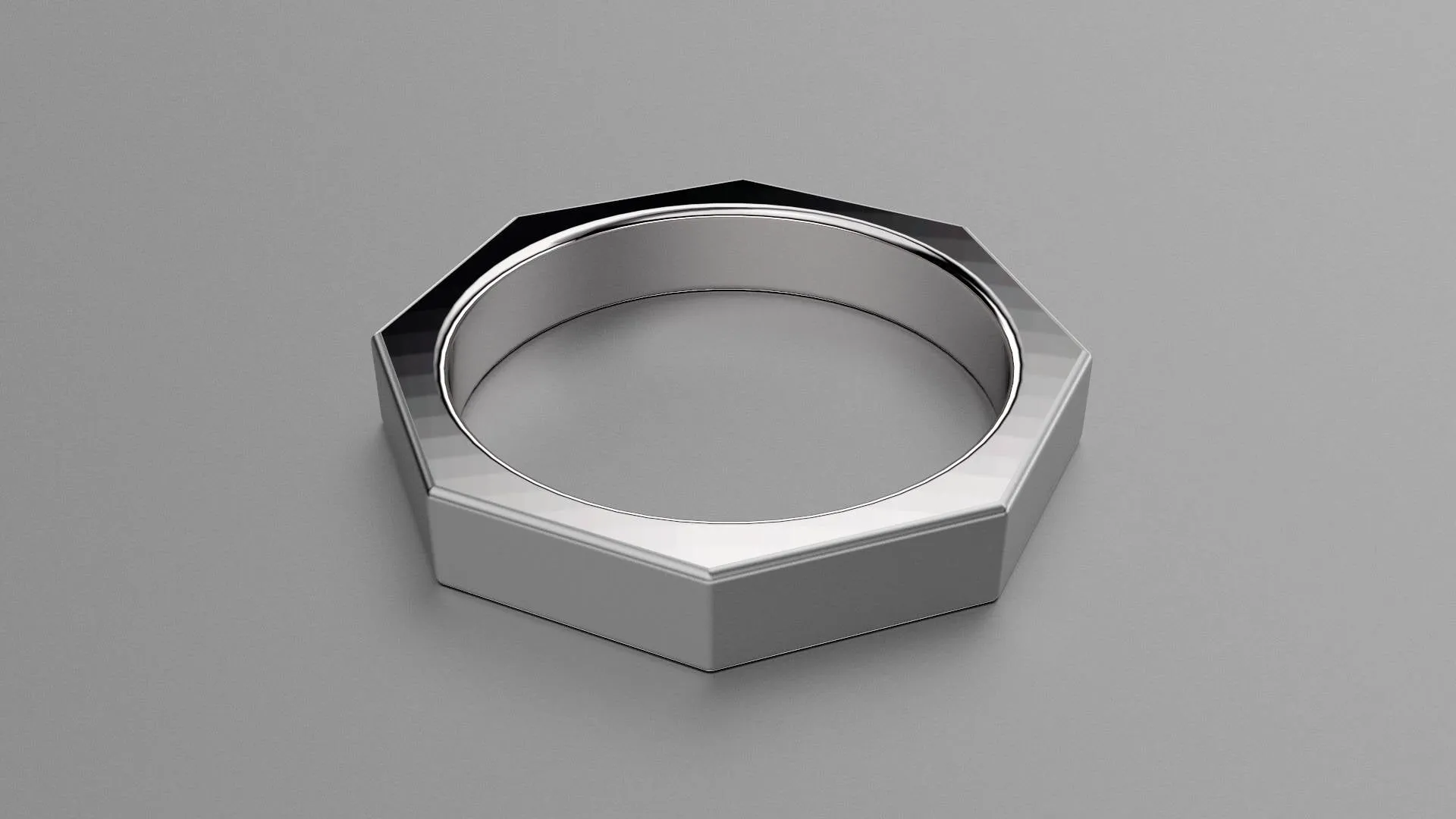 Brushed Sterling Silver 4mm Octagon Bolt Wedding Band