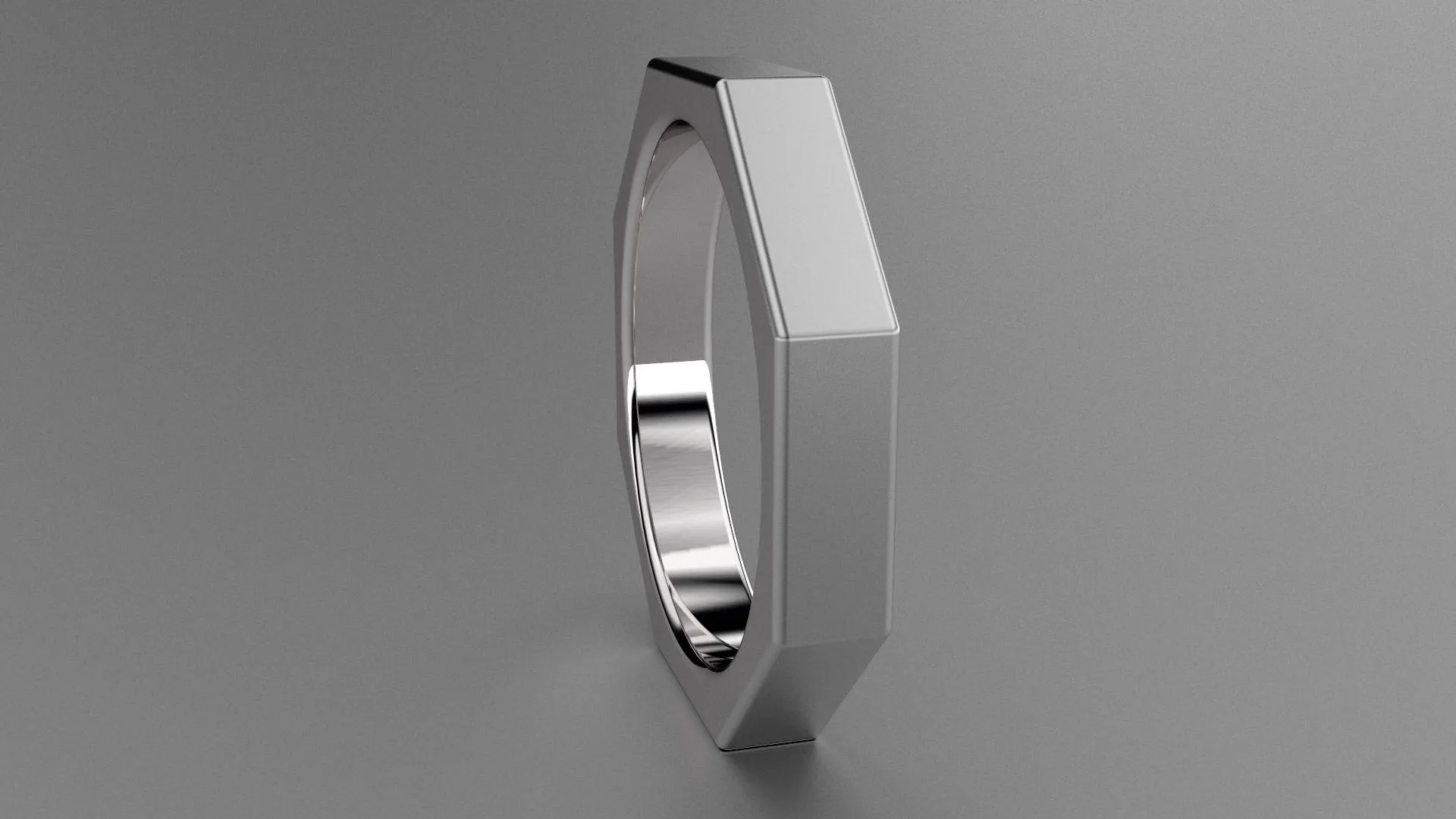 Brushed Sterling Silver 4mm Octagon Bolt Wedding Band
