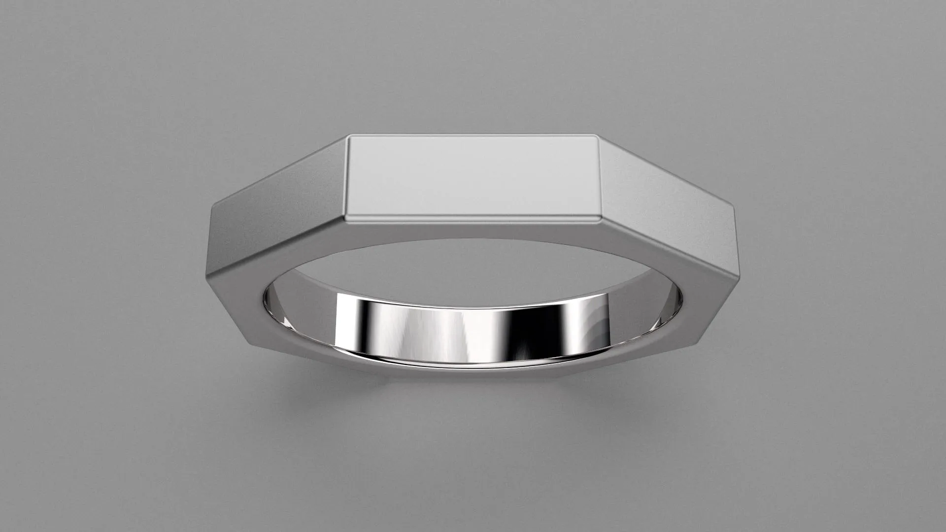 Brushed Sterling Silver 4mm Octagon Bolt Wedding Band