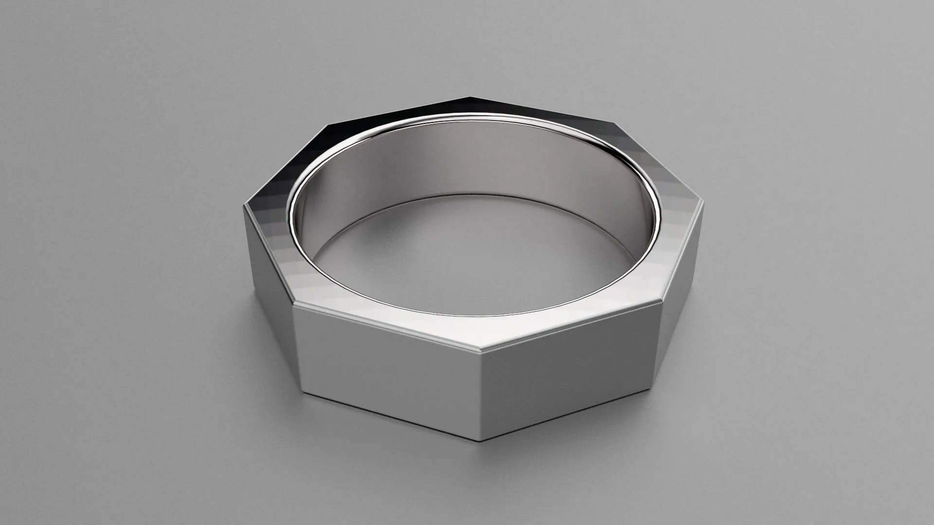 Brushed Sterling Silver 6mm Octagon Bolt Wedding Band