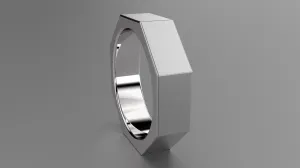 Brushed Sterling Silver 6mm Octagon Bolt Wedding Band