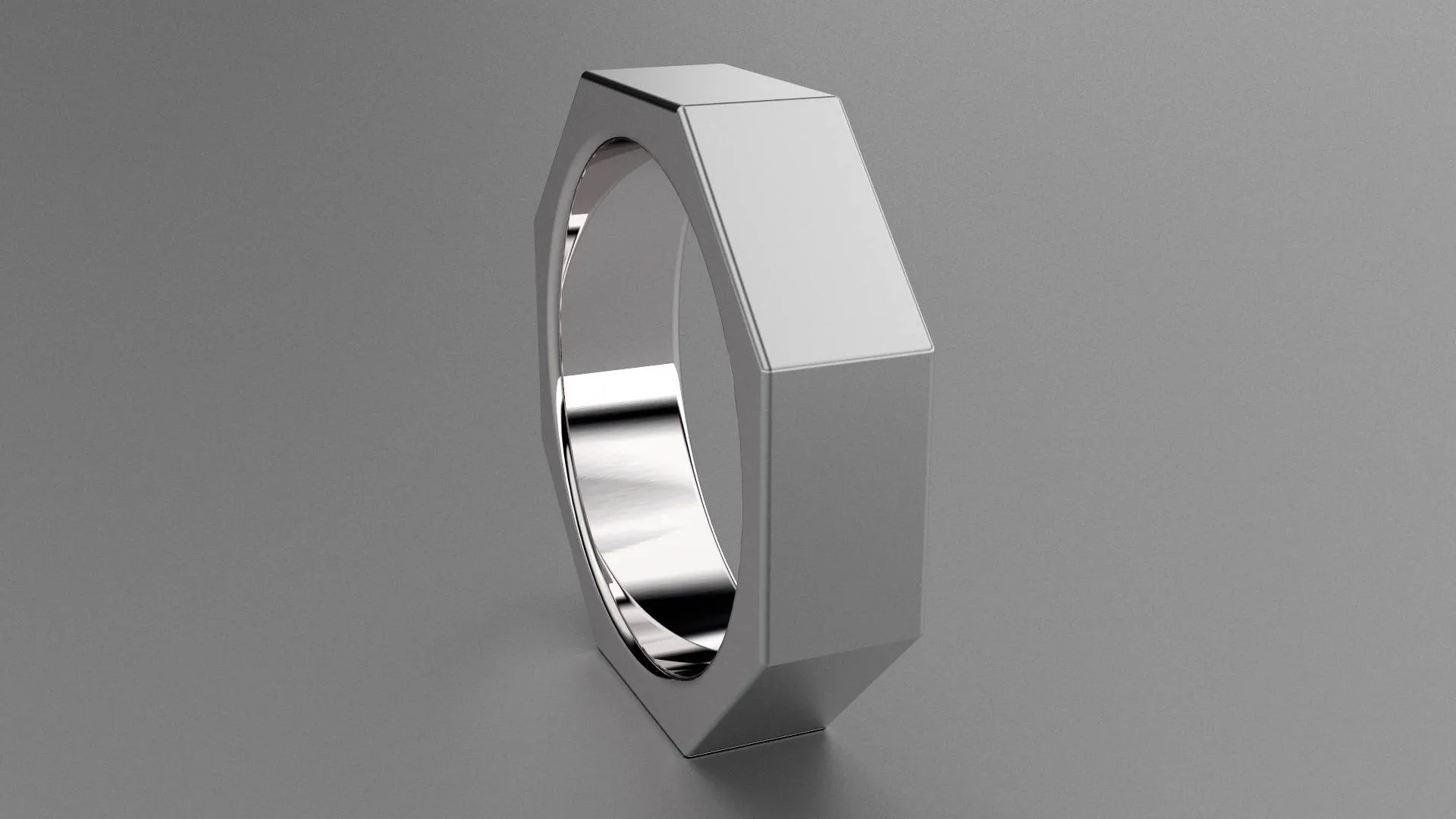 Brushed Sterling Silver 6mm Octagon Bolt Wedding Band