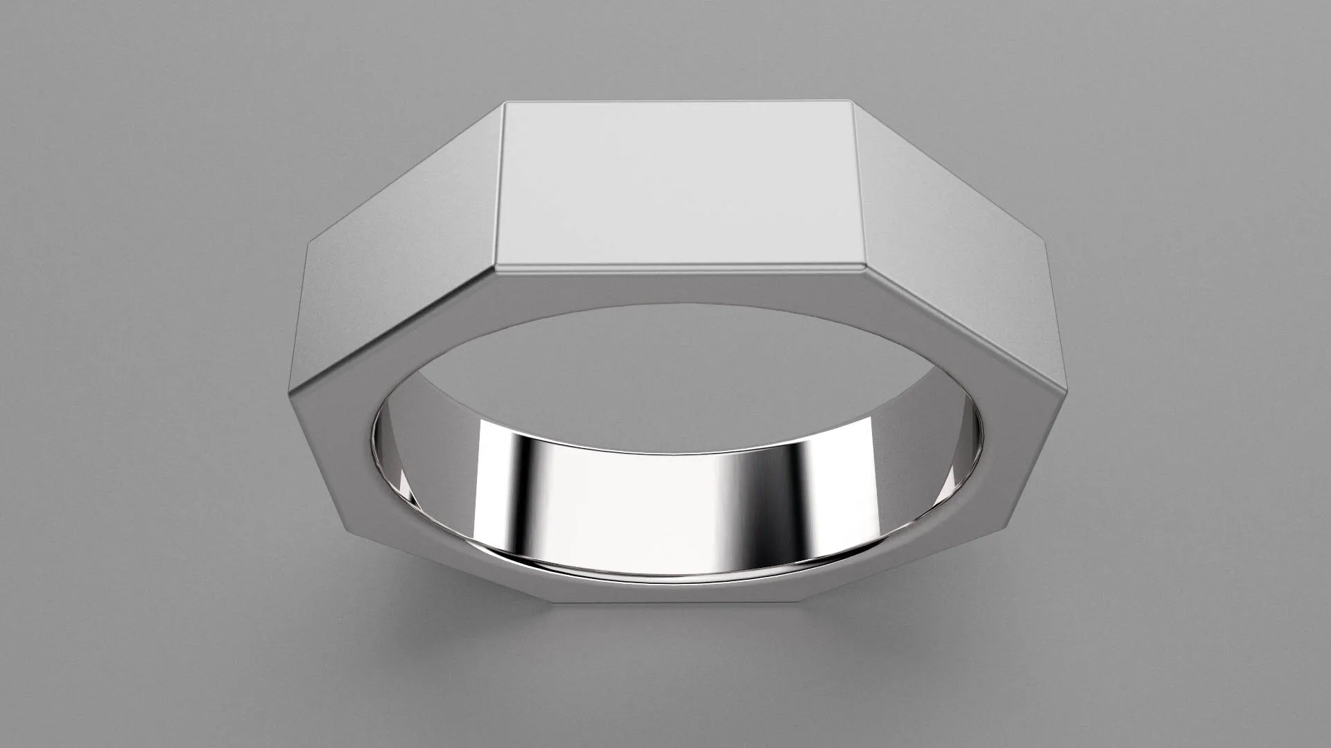 Brushed Sterling Silver 6mm Octagon Bolt Wedding Band
