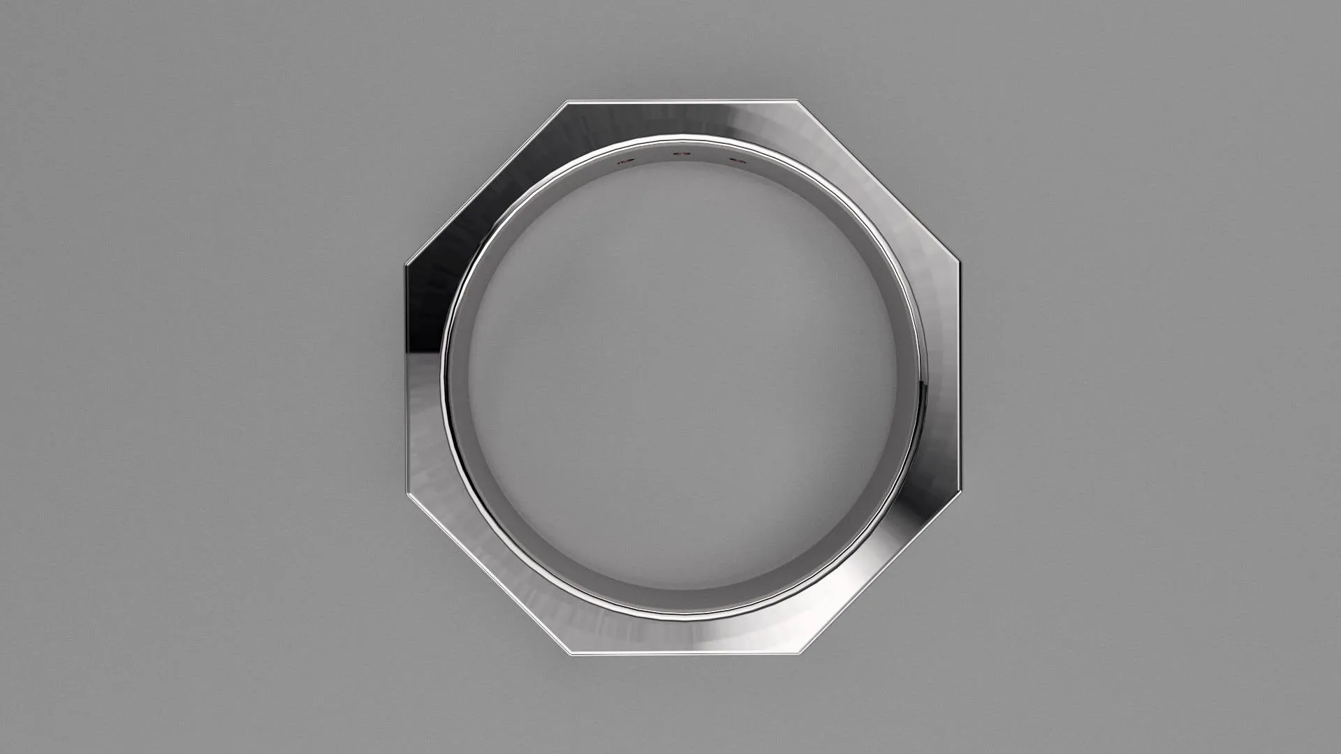 Brushed Sterling Silver Diamond 6mm Octagon Wedding Band