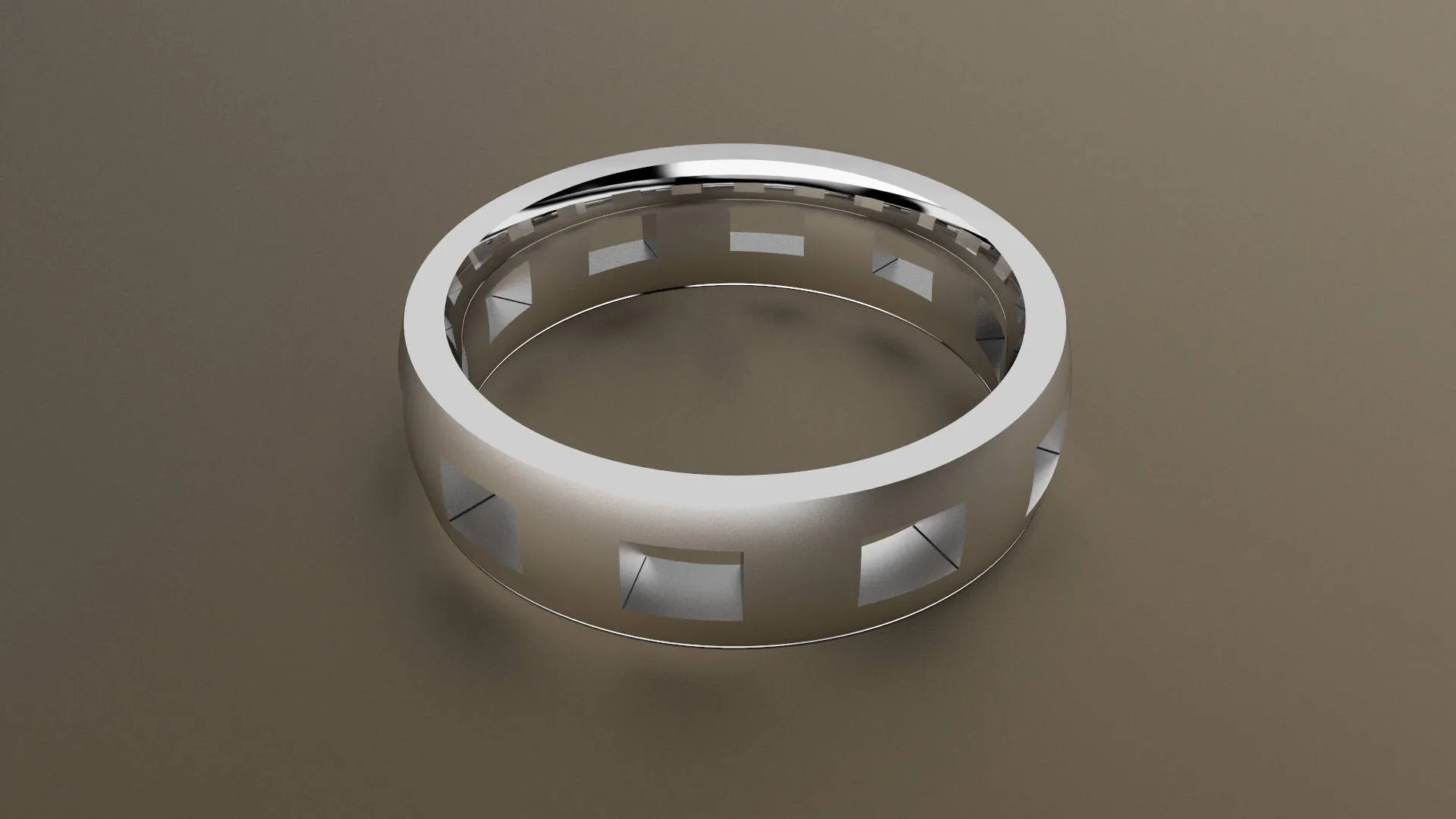 Brushed White Gold 6mm Cutout Wedding Band