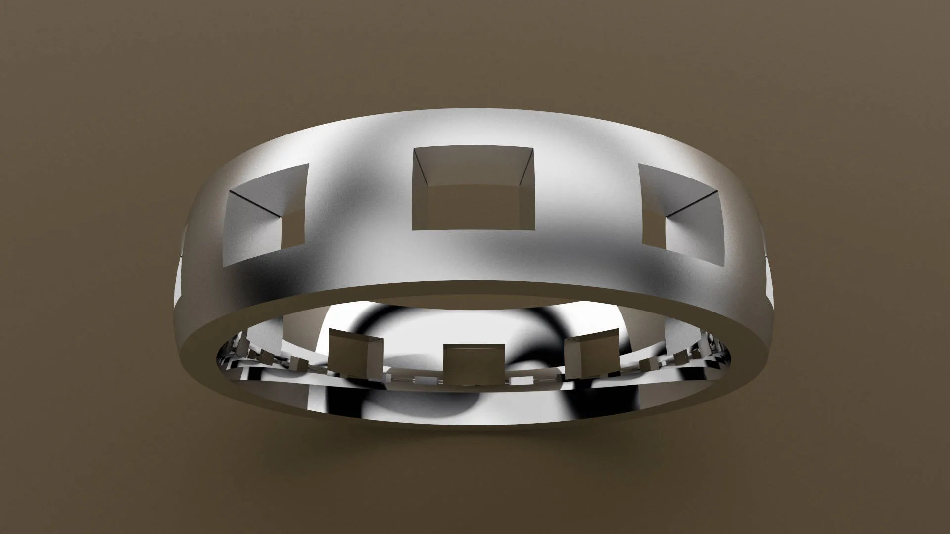 Brushed White Gold 6mm Cutout Wedding Band