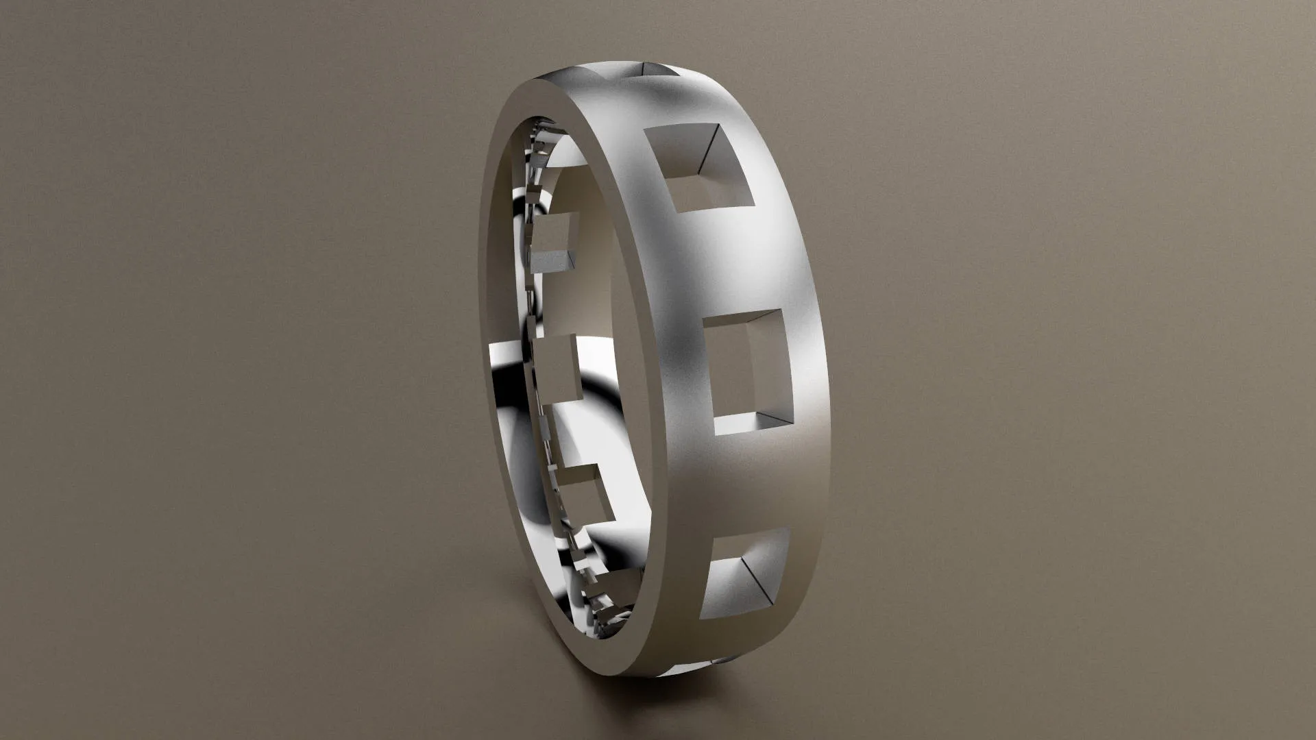 Brushed White Gold 6mm Cutout Wedding Band