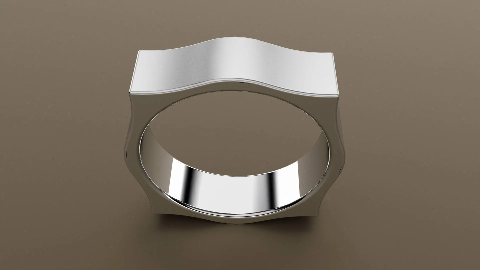 Brushed White Gold 6mm Pointed Square Wedding Band