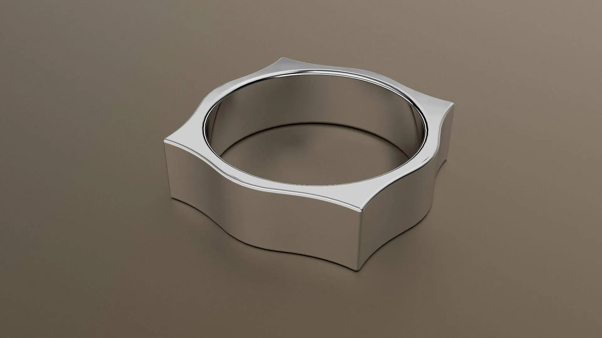 Brushed White Gold 6mm Pointed Square Wedding Band