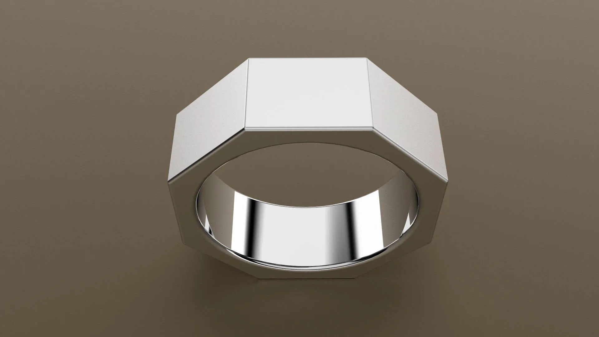 Brushed White Gold 8mm Octagon Bolt Wedding Band