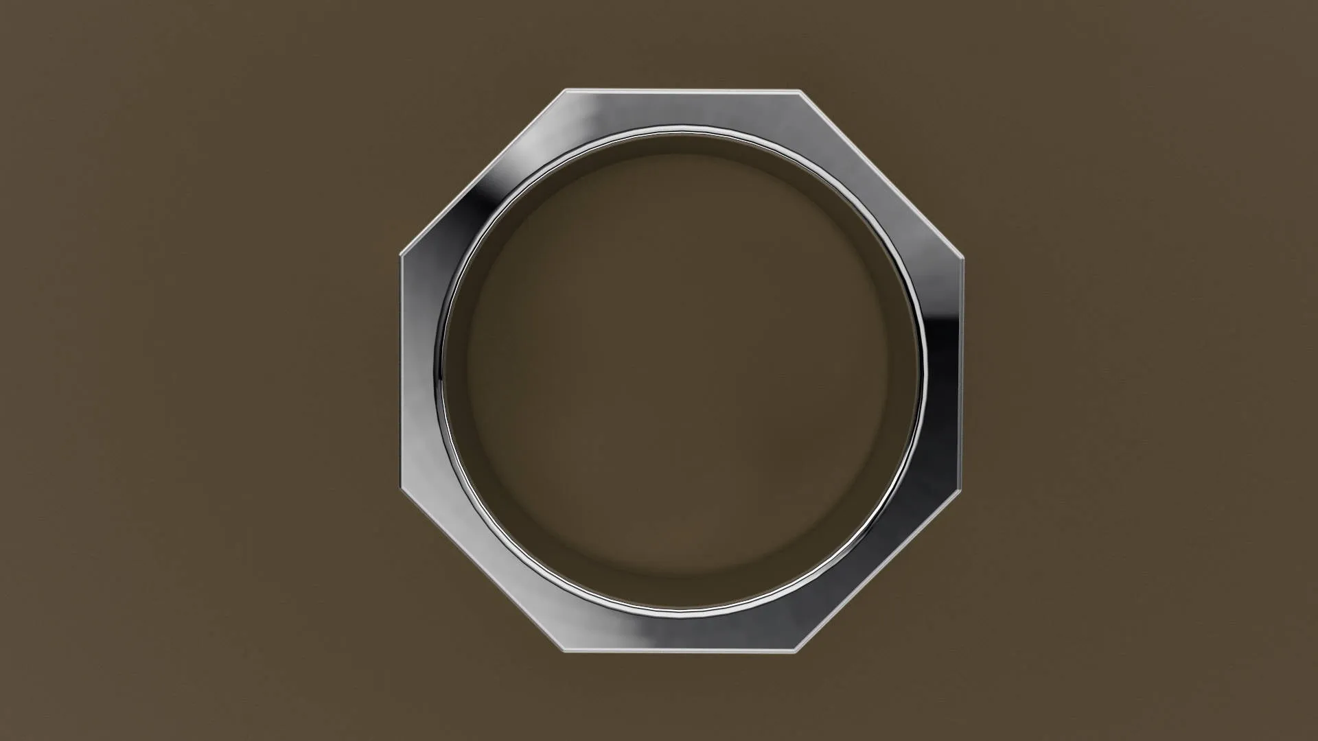 Brushed White Gold 8mm Octagon Bolt Wedding Band