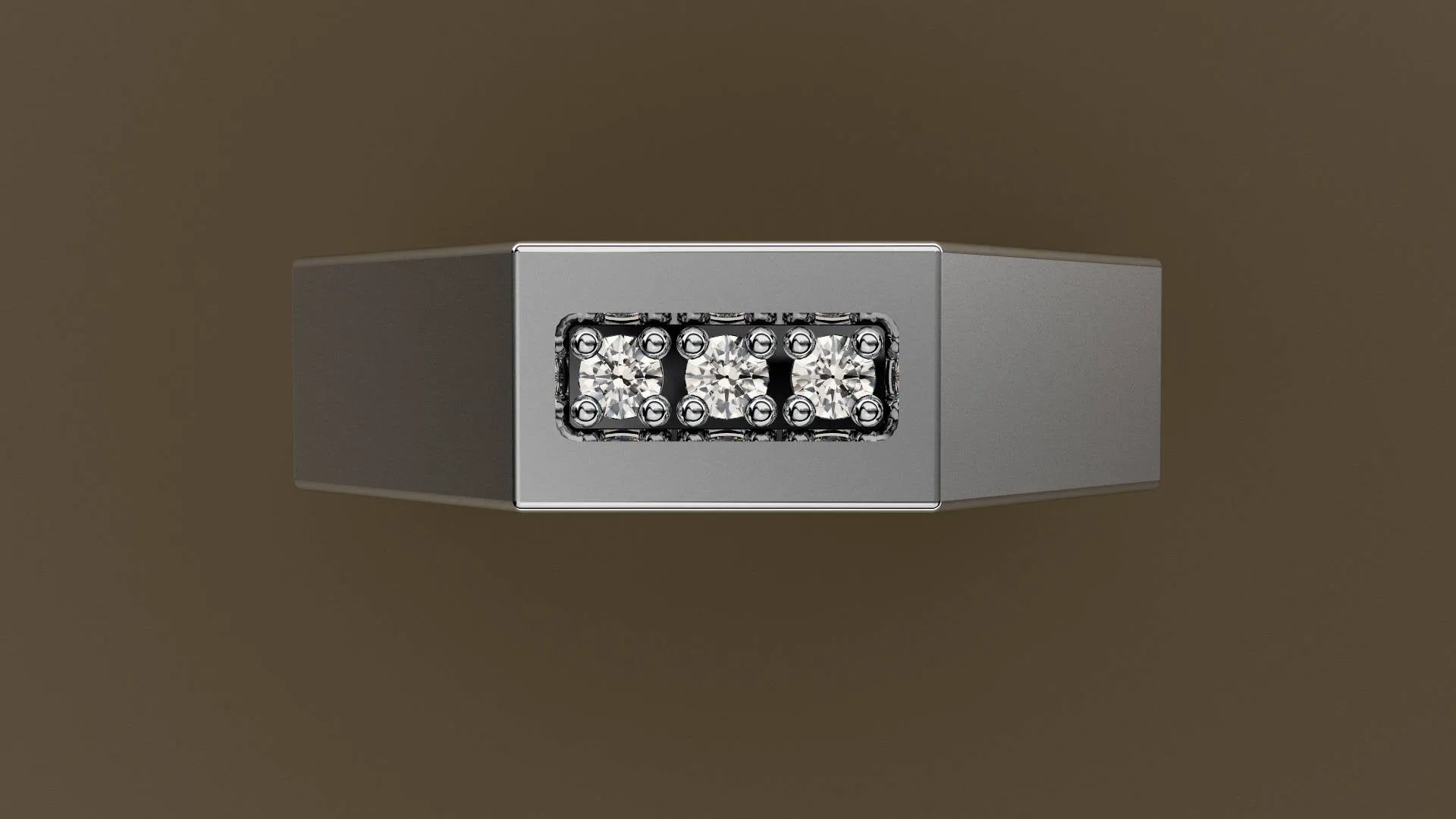 Brushed White Gold Diamond 6mm Octagon Wedding Band