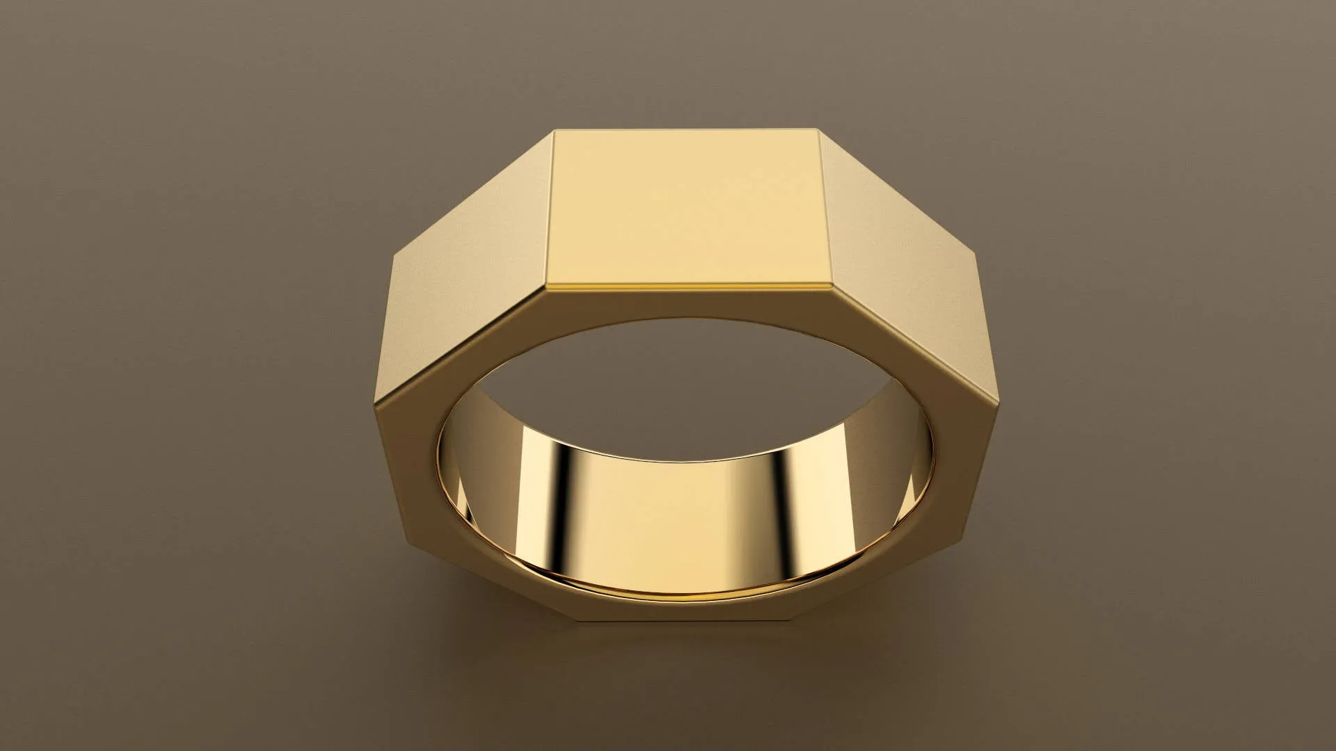 Brushed Yellow Gold 8mm Octagon Bolt Wedding Band