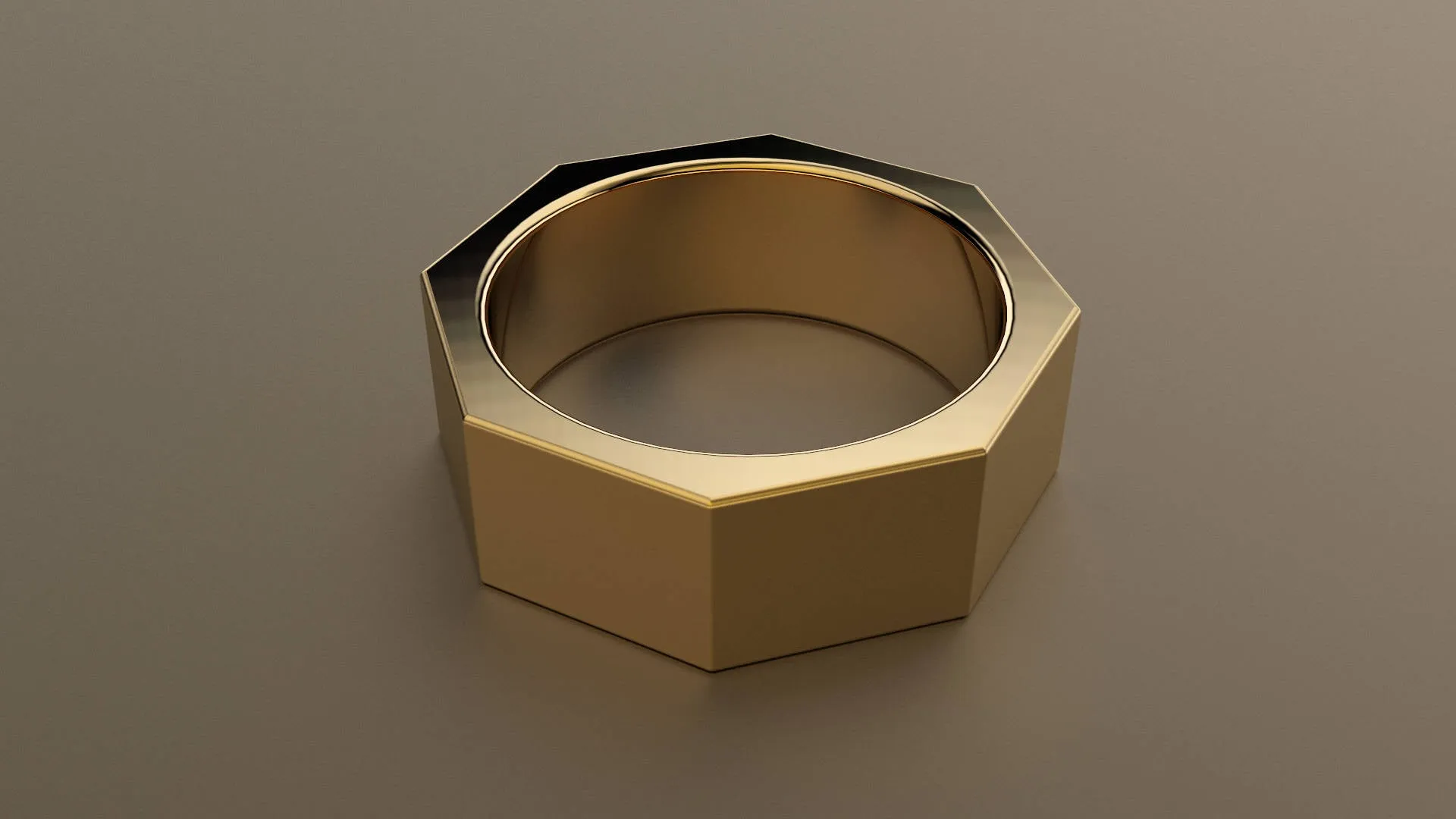 Brushed Yellow Gold 8mm Octagon Bolt Wedding Band