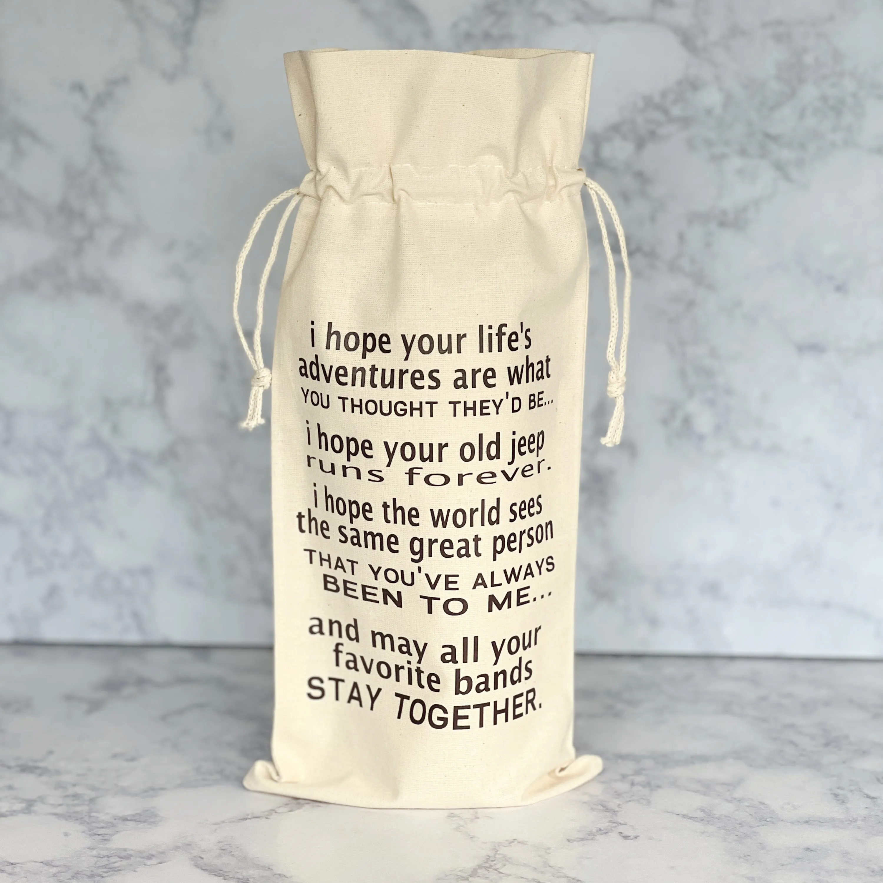 Canvas Bottle Wine Bag - May All Your Favorite Bands Stay Together