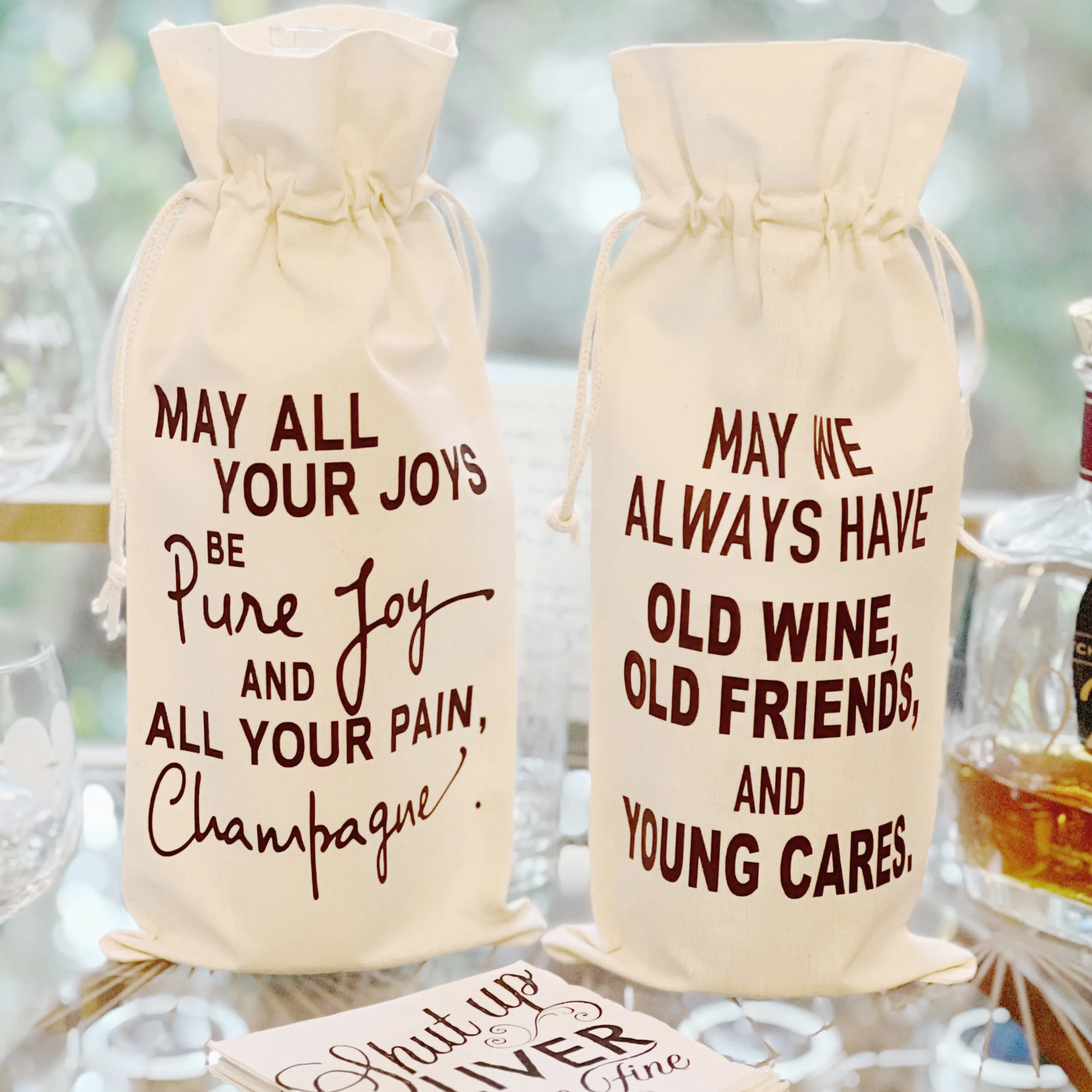 Canvas Bottle Wine Bag - May All Your Favorite Bands Stay Together