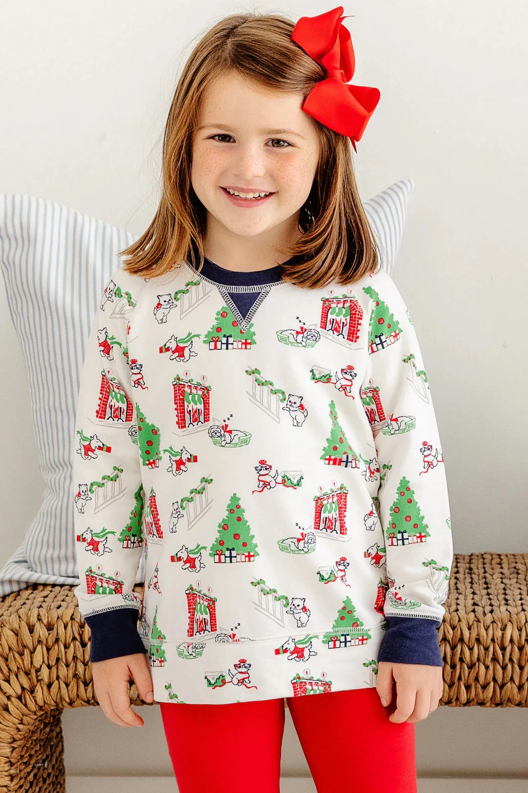Cassidy Comfy Crewneck (Unisex), Classic Christmas with Nantucket Navy