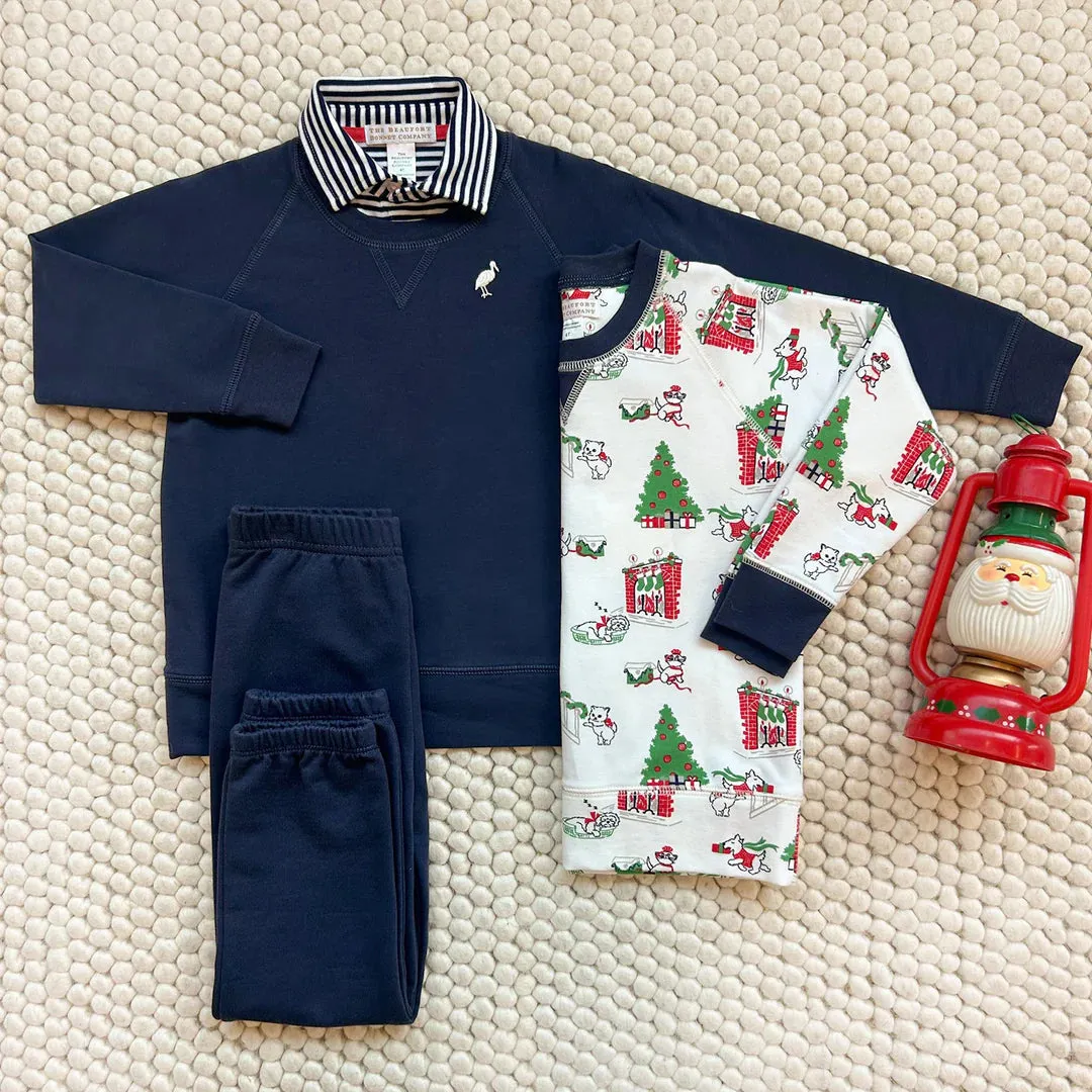 Cassidy Comfy Crewneck (Unisex), Classic Christmas with Nantucket Navy