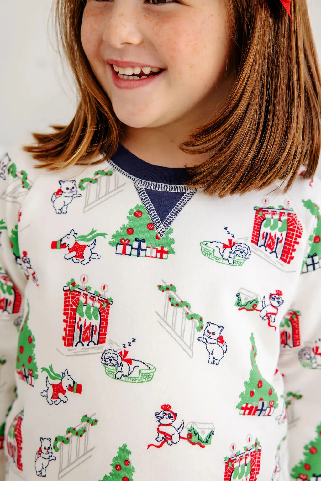 Cassidy Comfy Crewneck (Unisex), Classic Christmas with Nantucket Navy