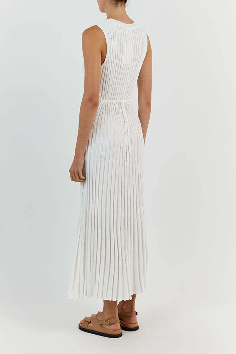 Casual Solid Frenulum O Neck Sleeveless Dresses