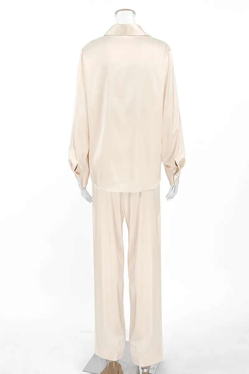 Casual Street Buttons Turndown Collar Long Sleeve Two Pieces