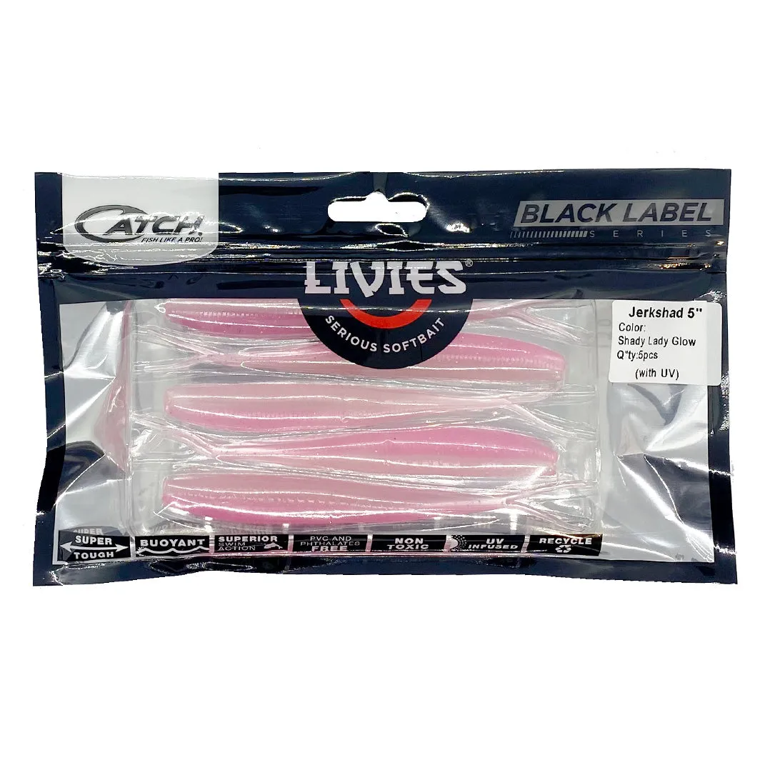 Catch Black Label Livies Softbait 5 or 7" Jerkshad - Shady