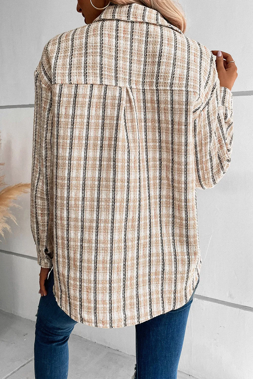 CeCe Pocketed Button Up Collared Neck Jacket