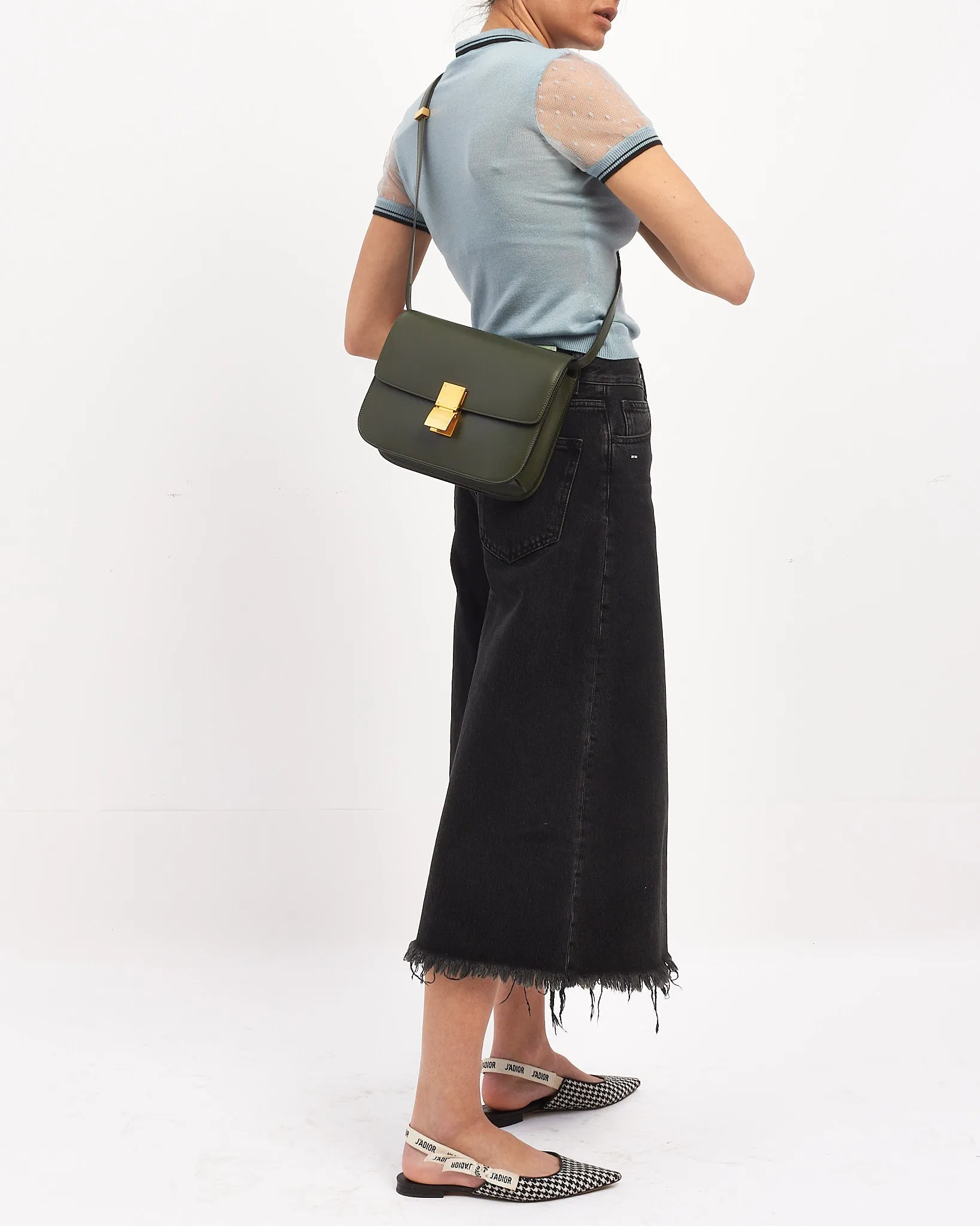 Celine Green Box Calfskin Leather Medium Box Bag