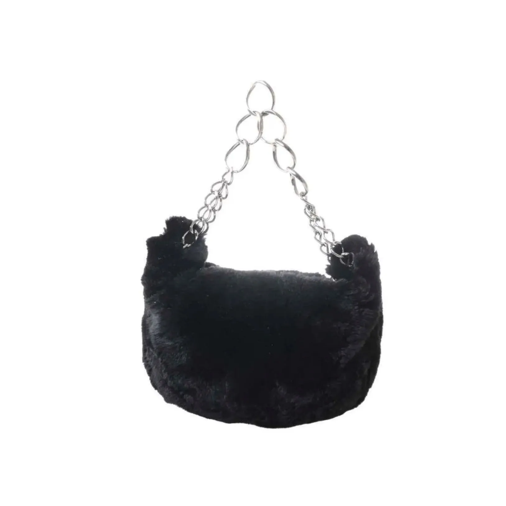 Chanel Black Fur Chain Bag